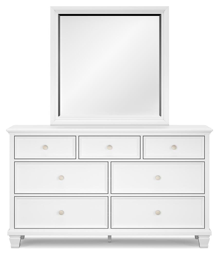 Fortman King Panel Storage Bed with Mirrored Dresser and Nightstand