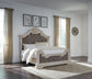 Bruchandi California King Upholstered Panel Bed with Mirrored Dresser and Nightstand