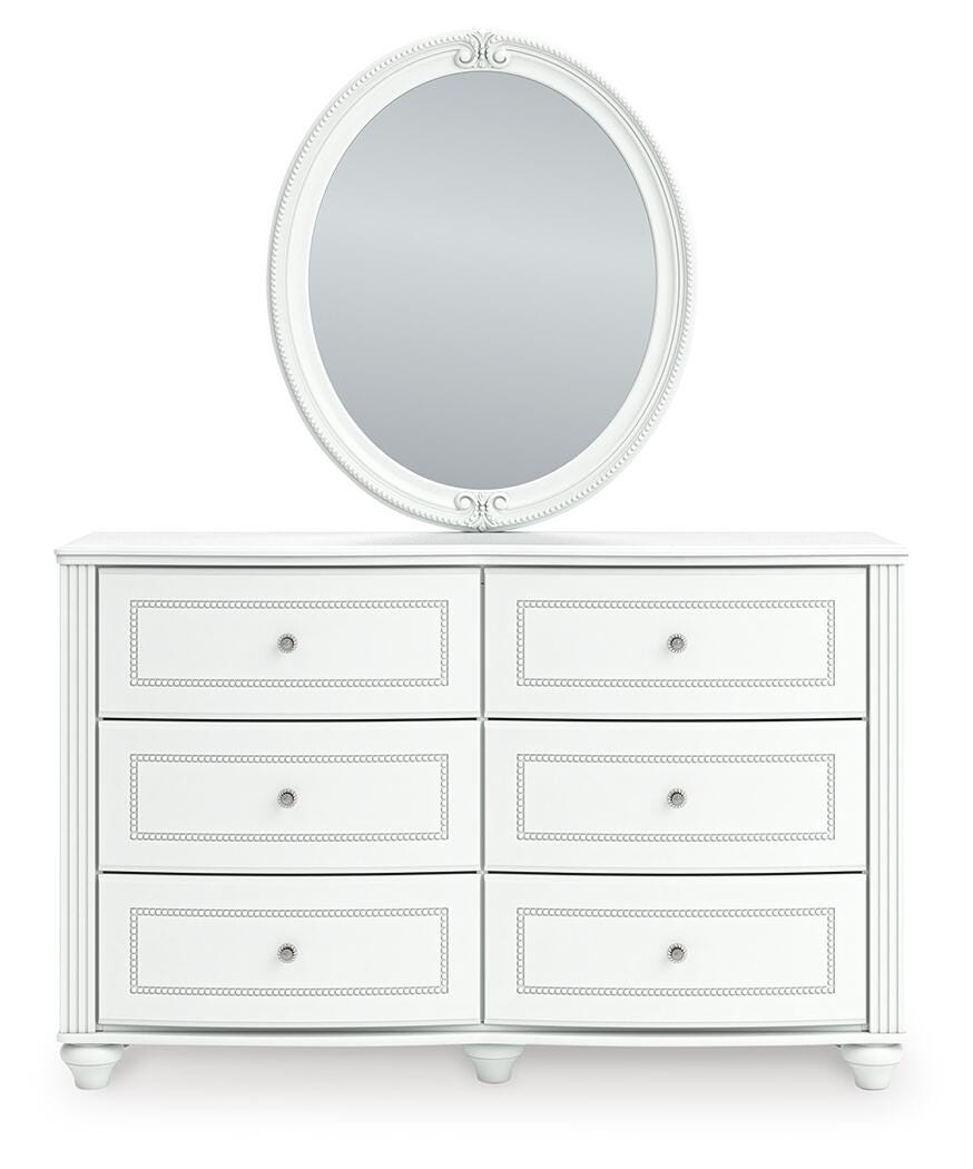 Kozlani Twin Upholstered Panel Bed, Dresser, Mirror and Nightstand