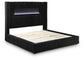 Tayleena Queen Upholstered Bed with Fireplace and Wireless Audio