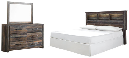 Drystan King/California King Bookcase Headboard Bed with Mirrored Dresser