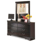 Huey Vineyard Twin Sleigh Headboard Bed with Mirrored Dresser, Chest and Nightstand
