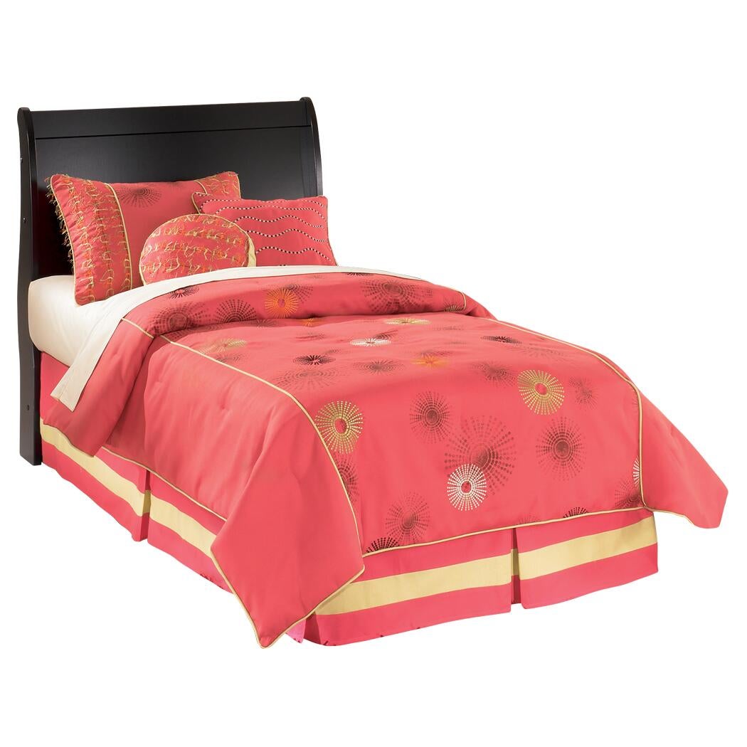 Huey Vineyard Twin Sleigh Headboard Bed with Mirrored Dresser, Chest and Nightstand