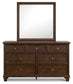 Danabrin Full Panel Bed with Mirrored Dresser, Chest and Nightstand