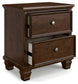 Danabrin California King Panel Bed with Mirrored Dresser, Chest and Nightstand