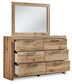 Hyanna King Panel Storage Bed with 2 Under Bed Storage Drawers, Dresser and Mirror
