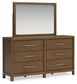 Cabalynn California King Panel Bed with Storage with Mirrored Dresser and Nightstand