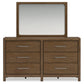Cabalynn California King Panel Bed with Storage with Mirrored Dresser and Nightstand