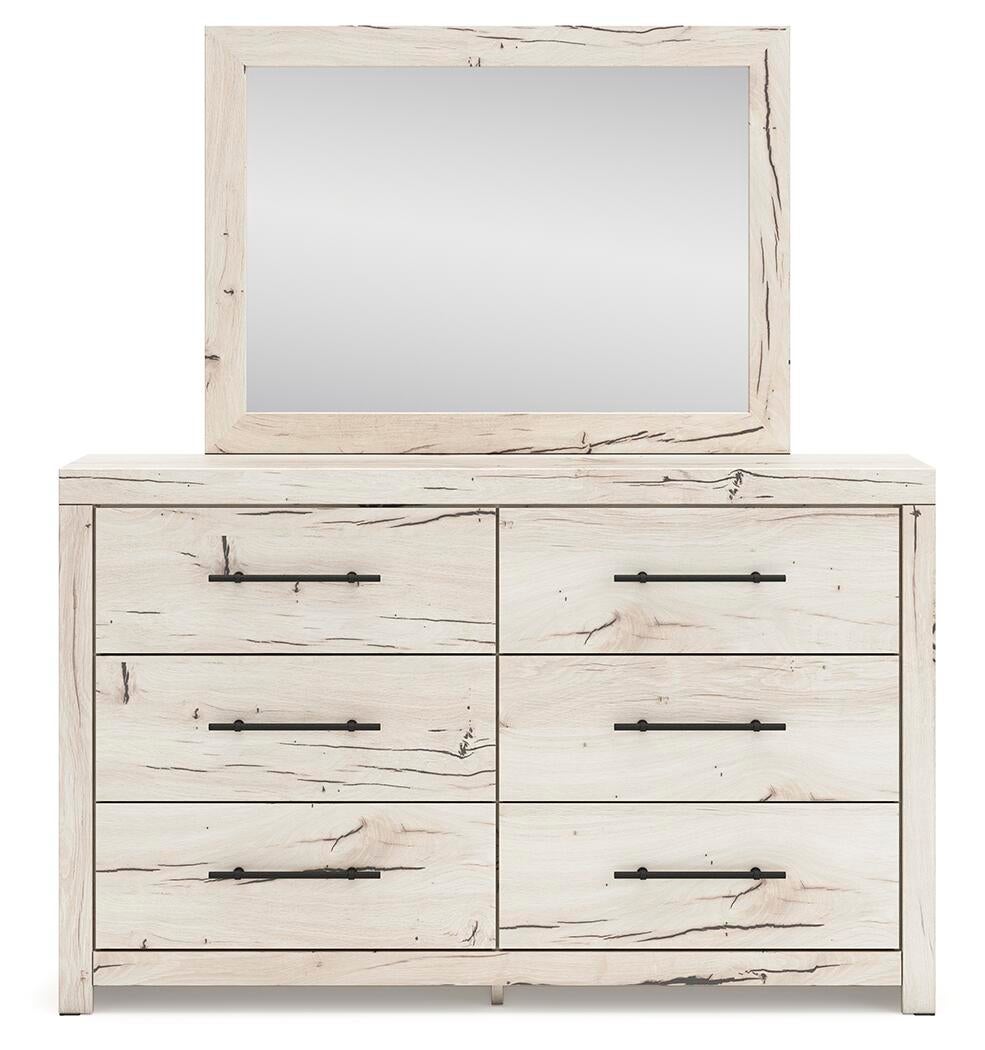 Lawroy Queen Panel Bed with Storage, Dresser and Mirror