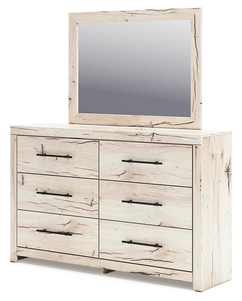 Lawroy Queen Panel Bed with Storage, Dresser and Mirror