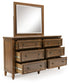 Sturlayne California King Upholstered Panel Bed, Dresser and Mirror
