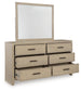 Calmoro Queen Bookcase Bed with Mirrored Dresser