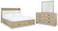 Calmoro Queen Bookcase Bed with Mirrored Dresser