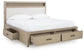 Calmoro Queen Bookcase Bed with Mirrored Dresser and Nightstand