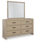 Calmoro California King Bookcase Bed with Mirrored Dresser and Nightstand
