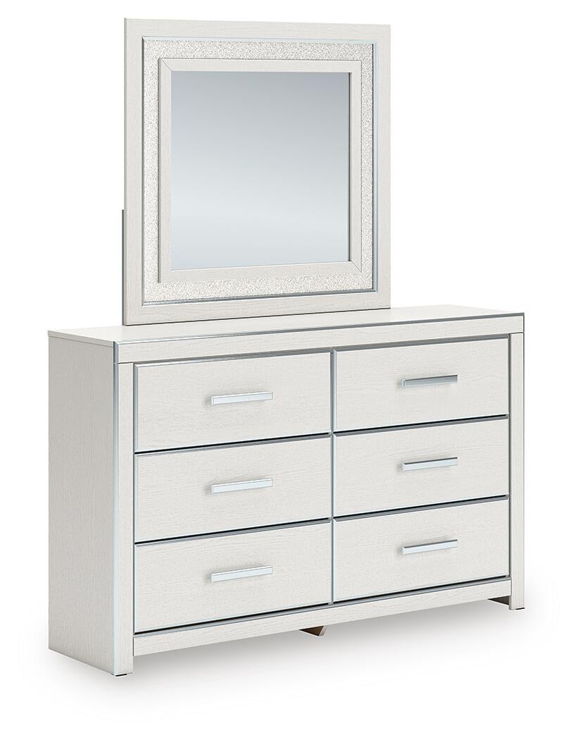 Birmonton King Upholstered Panel Bed, Dresser and Mirror