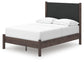 Cadmori Full Upholstered Panel Platform Bed, Dresser and Mirror