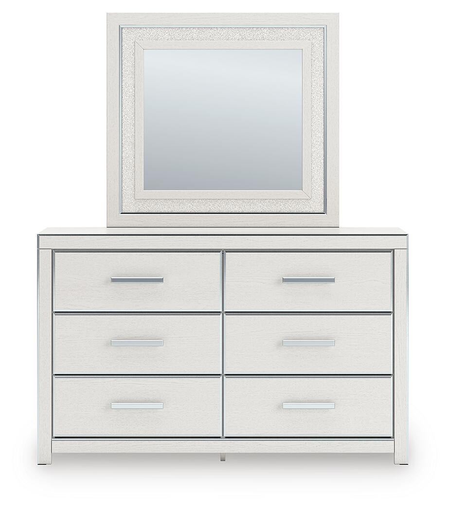 Birmonton King Upholstered Panel Platform Storage Bed, Dresser, Mirror and Nightstand