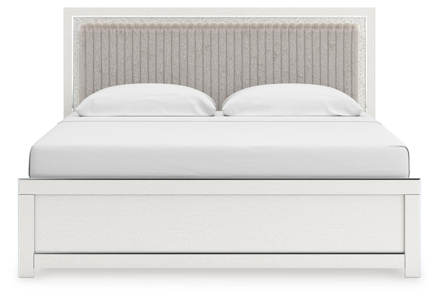 Birmonton King Upholstered Panel Bed, Dresser, Mirror and Nightstand