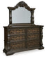 Maylee California King Canopy Bed, Dresser and Mirror