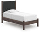 Cadmori Twin Upholstered Panel Platform Bed, Dresser, Mirror and Nightstand