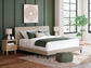 Cielden California King Upholstered Bed with Roll Slats, Dresser and Mirror