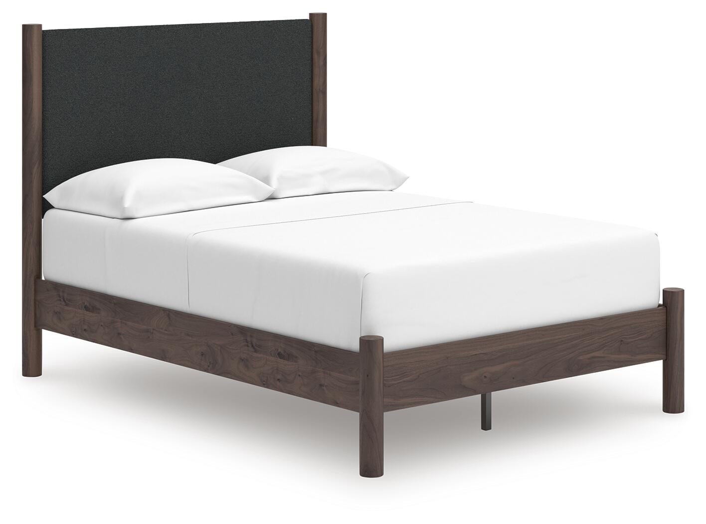 Cadmori Full Upholstered Panel Platform Bed, Dresser, Mirror, Chest and Nightstand