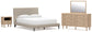 Cielden Queen Upholstered Bed with Roll Slats, Dresser, Mirror and Nightstand