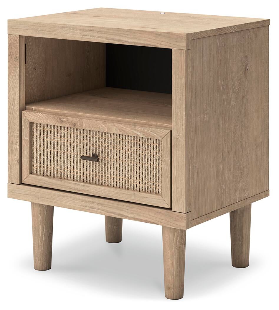 Cielden Queen Upholstered Bed with Roll Slats, Dresser, Mirror and Nightstand