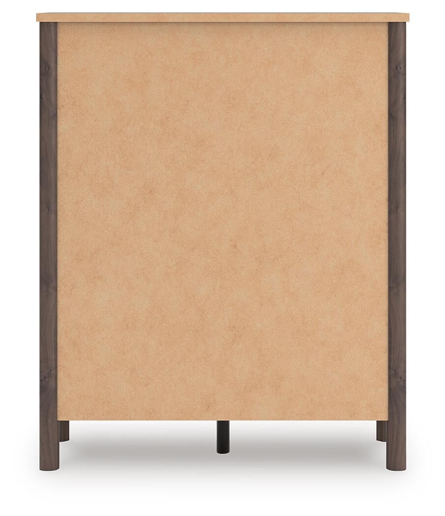 Cadmori Full Upholstered Panel Bed, Dresser, Mirror, Chest and Nightstand