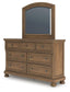 Vandenmore California King Panel Bed with Mirrored Dresser, Chest and Nightstand