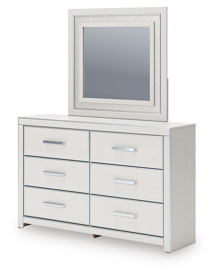 Birmonton Queen Upholstered Panel Platform Storage Bed, Dresser, Mirror, Chest and Nightstand