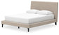 Cielden Queen Upholstered Bed with Roll Slats, Dresser and Mirror