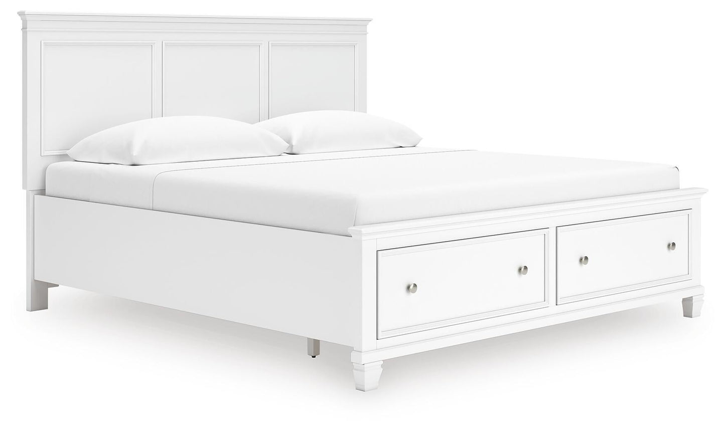 Fortman King Panel Storage Bed with Mirrored Dresser and Nightstand