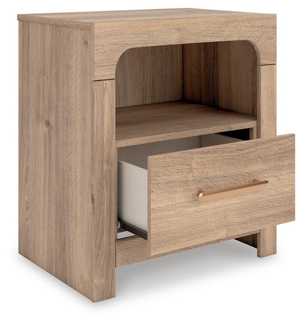 Hollymount King Upholstered Panel Bed, Dresser, Mirror and Nightstand