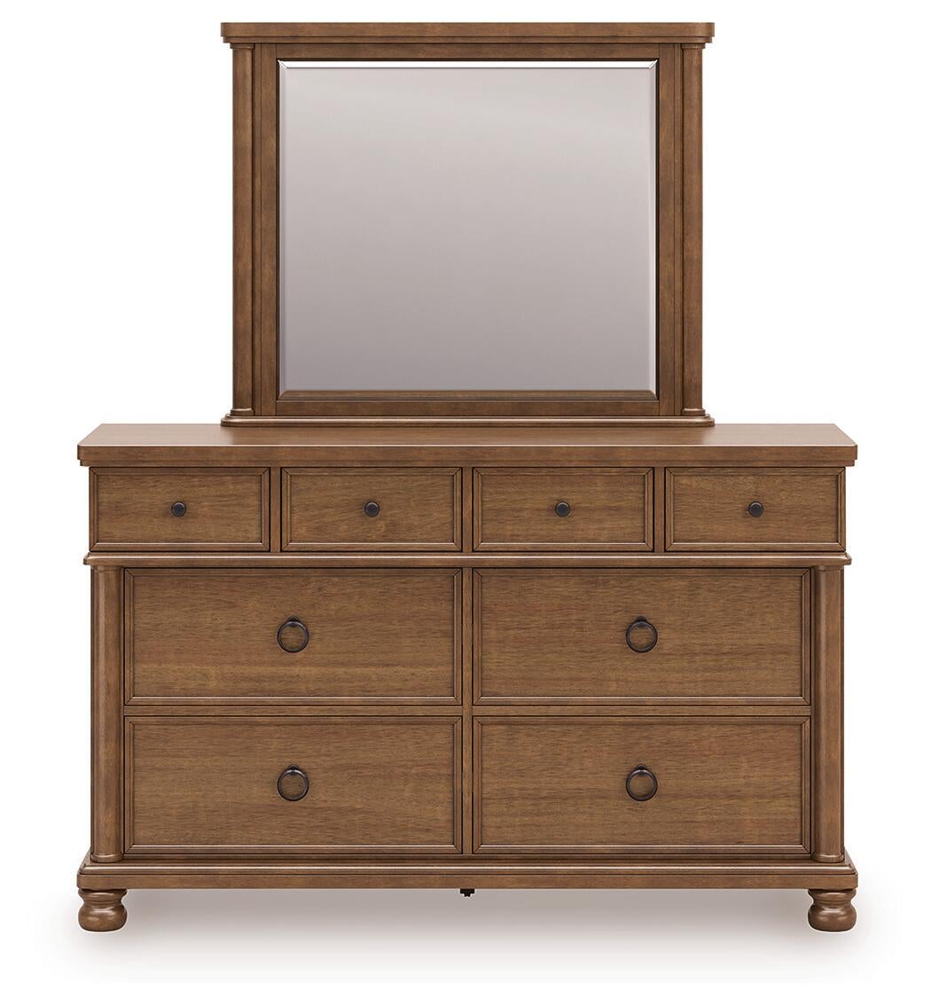 Chadworth Queen Poster Bed with Mirrored Dresser