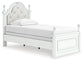 Maylilly Twin Upholstered Panel Bed, Dresser and Mirror