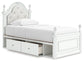 Maylilly Twin Upholstered Panel Storage Bed, Dresser, Mirror and Nightstand