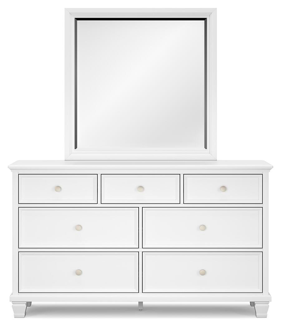 Fortman Queen Panel Storage Bed with Mirrored Dresser