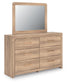 Hollymount Queen Upholstered Platform Bed, Dresser, Mirror and Nightstand