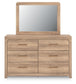 Hollymount Queen Upholstered Panel Bed, Dresser and Mirror