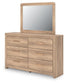 Hollymount Queen Upholstered Panel Bed, Dresser and Mirror