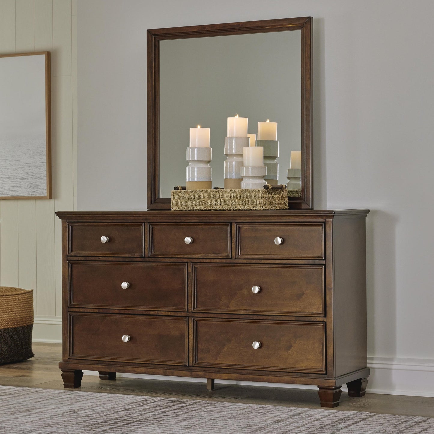 Danabrin Queen Panel Storage Bed, Dresser and Mirror