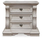 Andonhall California King Upholstered Panel Bed with Mirrored Dresser and Nightstand