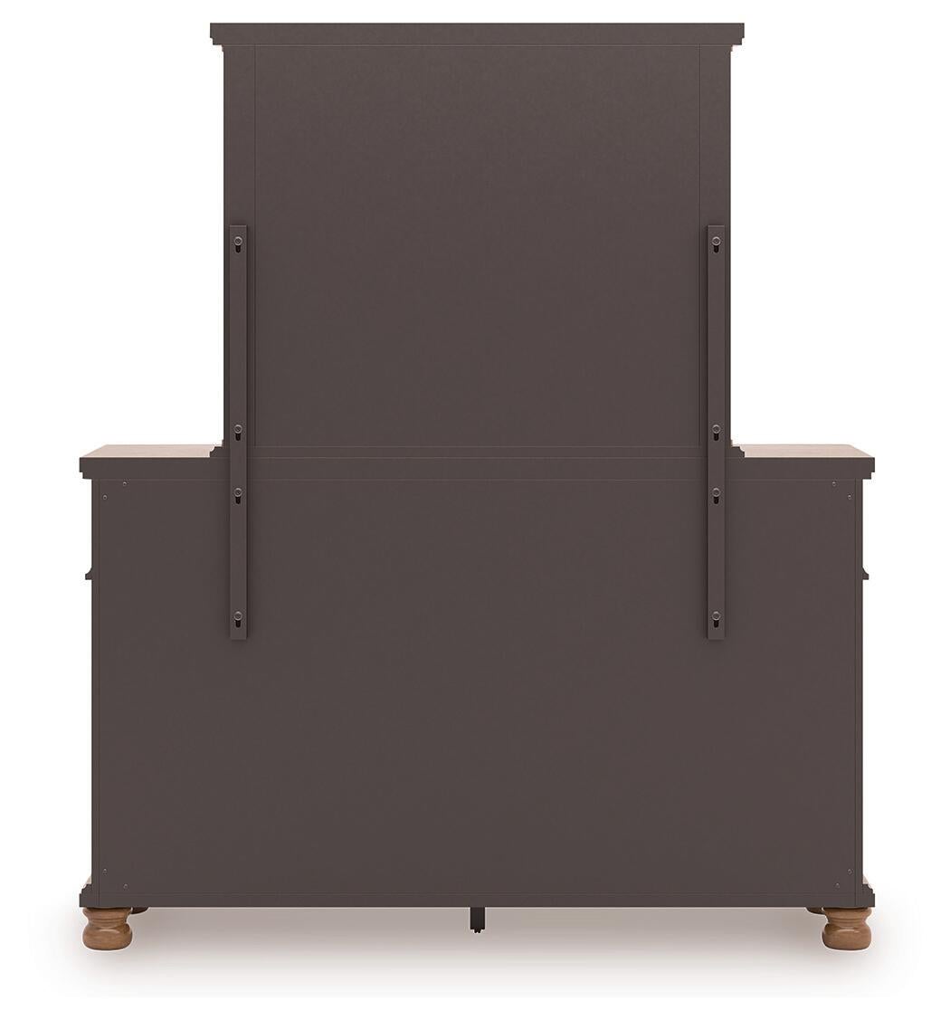 Chadworth Queen Poster Bed with Mirrored Dresser and Nightstand