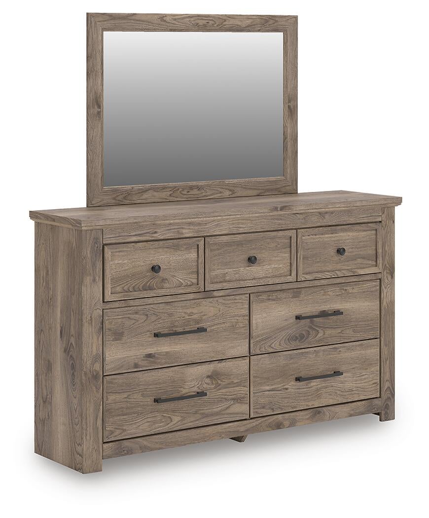 Keithland King Panel Bed with Mirrored Dresser