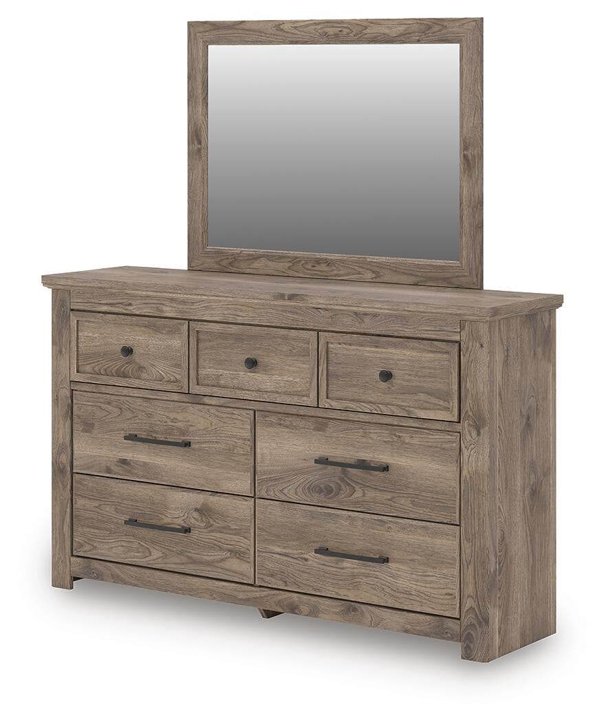 Keithland King Panel Bed with Mirrored Dresser