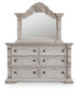 Andonhall King Upholstered Panel Bed with Mirrored Dresser