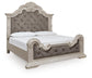 Andonhall King Upholstered Panel Bed with Mirrored Dresser
