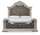 Andonhall King Upholstered Panel Bed with Mirrored Dresser